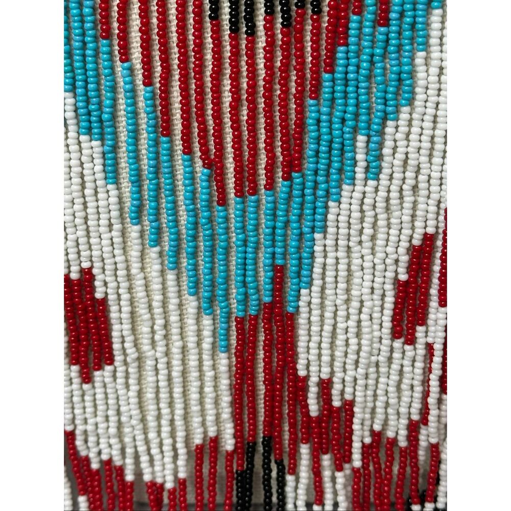Handmade Beaded Statement Necklace Tribal Boho Fringe Bib Southwest Festival - Picture 6 of 10